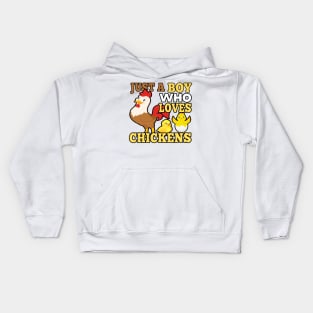 JUST A BOY WHO LOVES CHICKENS T-SHIRT, STICKERS AND MORE Kids Hoodie